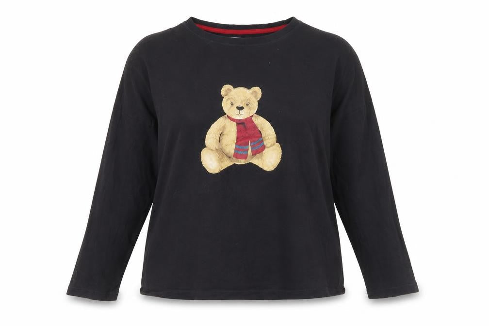Marks & Spencer Women Black Long Sleeve Teddy Nightshirt L