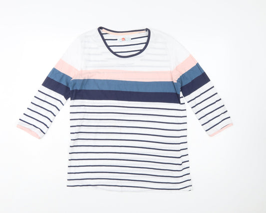 Brakeburn Women’s Multicoloured Stripe 3/4 Sleeve Cotton T-Shirt Size 14