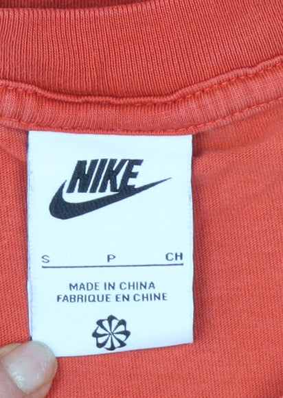 Nike Men's Orange Small Short Sleeve Cotton Crew Neck T-Shirt