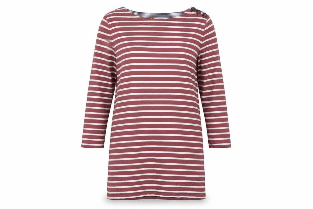 Boden Women Brown White Striped Cotton Shift Dress UK 12
