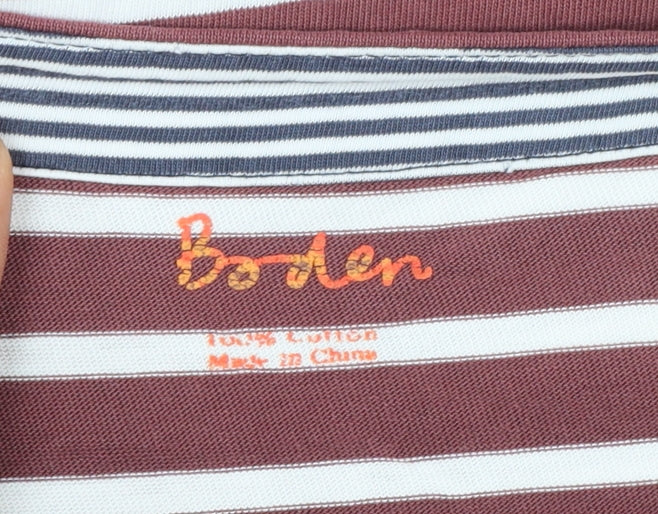 Boden Women Brown White Striped Cotton Shift Dress UK 12