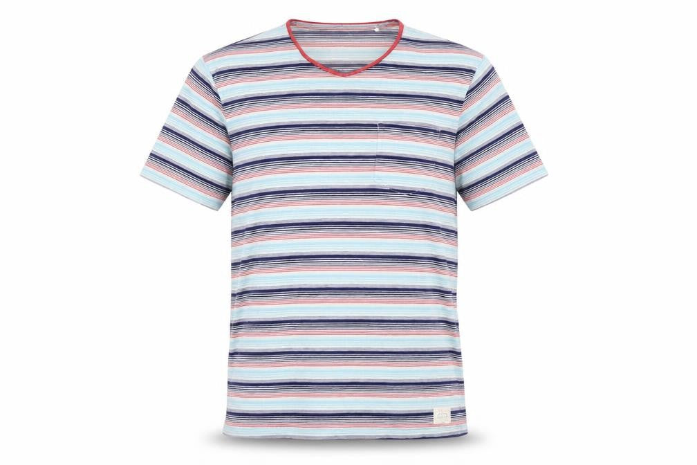 White Stuff Men's Multicoloured Striped Cotton Crew Neck T-Shirt Medium