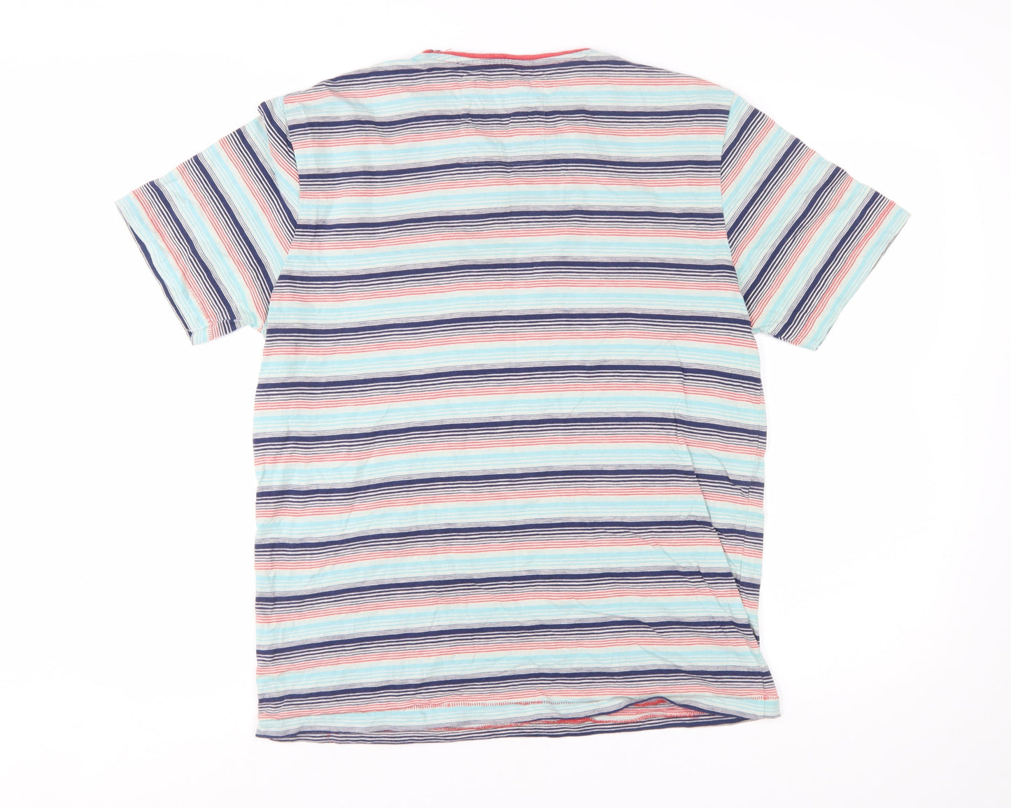 White Stuff Men's Multicoloured Striped Cotton Crew Neck T-Shirt Medium