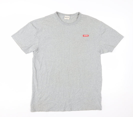 Huffer Men's Grey Cotton Crew Neck T-Shirt Size M Classic Fit
