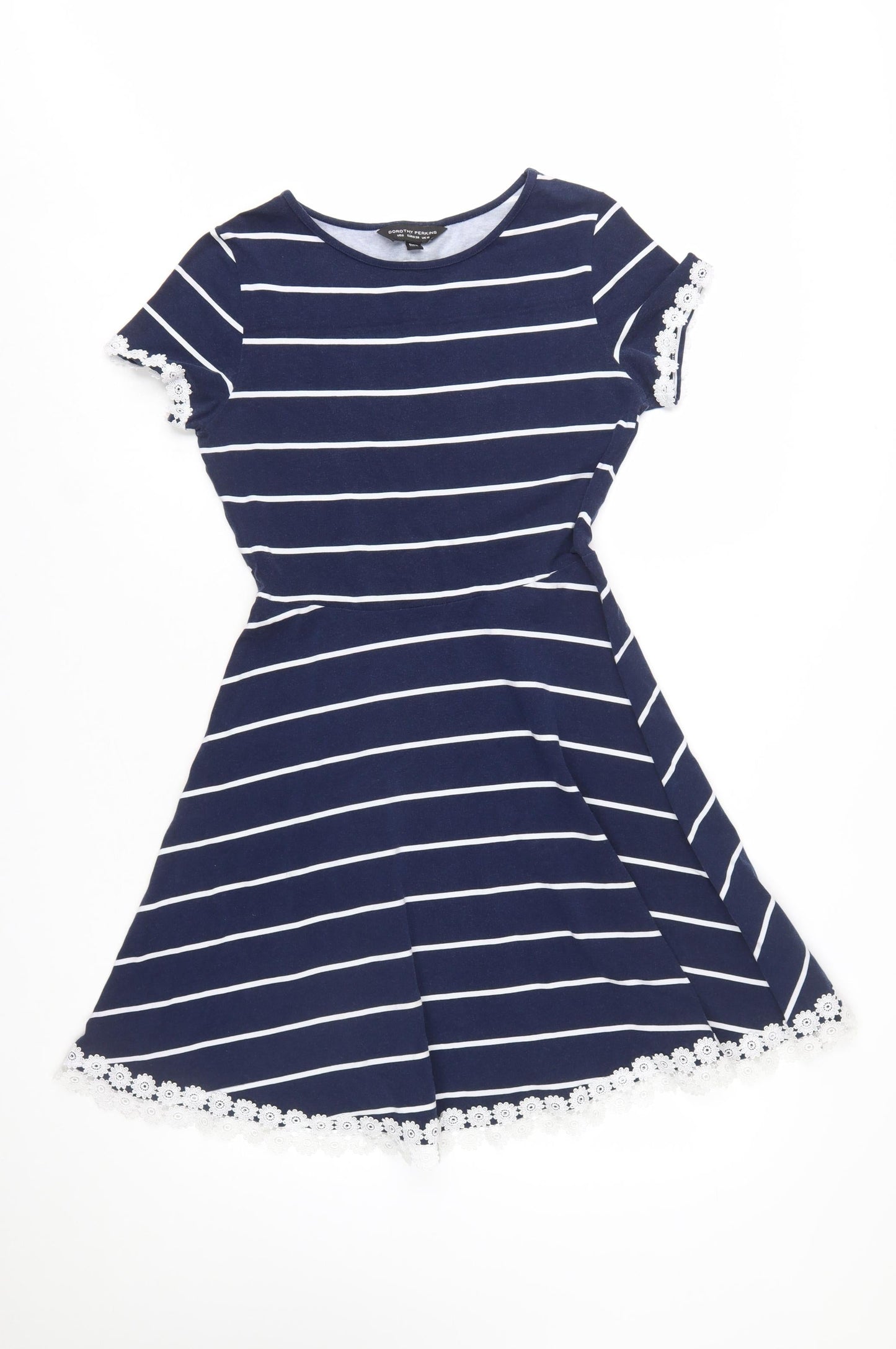 Dorothy Perkins Women Blue Striped Fit & Flare Dress UK 10