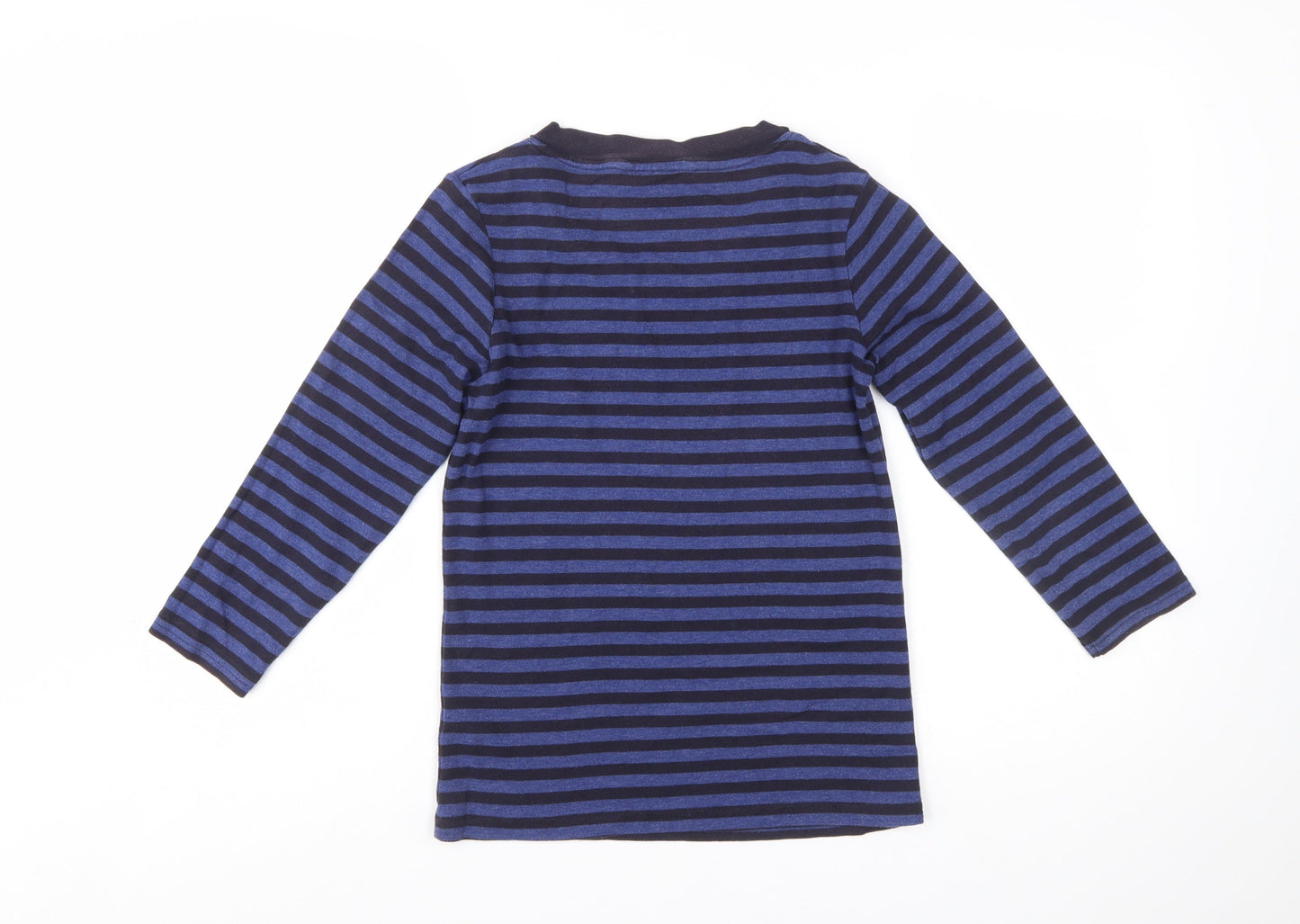 Maine New England Womens Blue Striped Long Sleeve T-Shirt Size 10