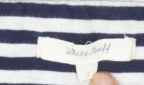White Stuff Women’s Blue Striped Polka Dot Cotton Stretch Pencil Skirt Size S
