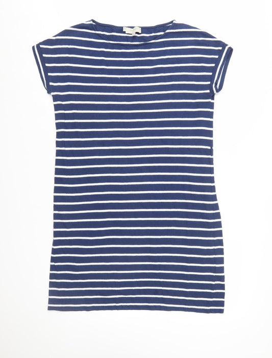 Hobbs Women Blue White Striped Cotton T-Shirt Dress Size 12