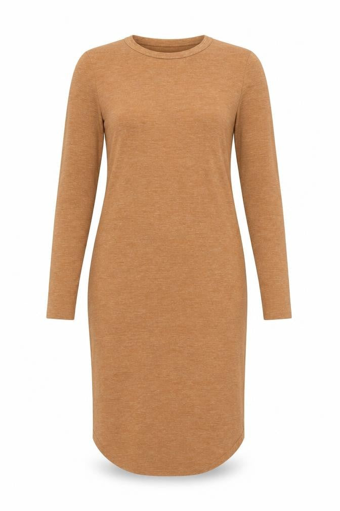 H&M Women Brown Bodycon Jersey Long Sleeve Dress Size 12