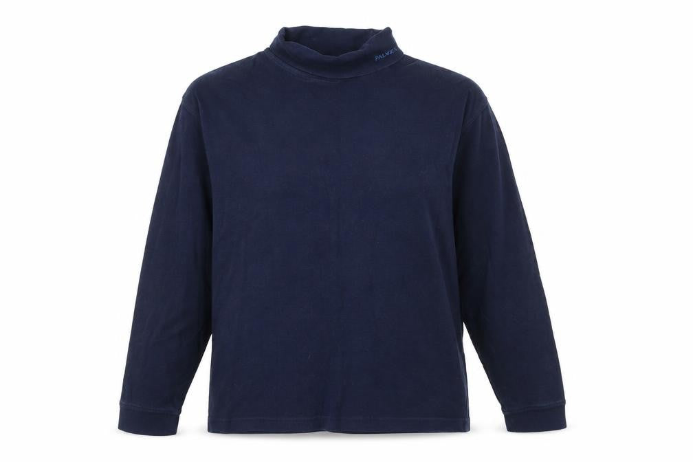 Arnold Palmer Women's Blue Roll Neck Long Sleeve Cotton T-Shirt M