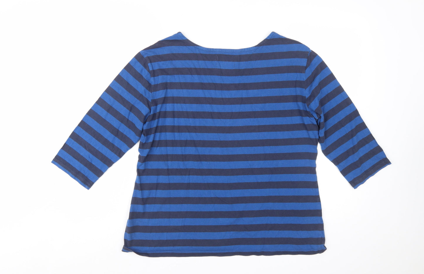 Seasalt Women’s Blue Striped 3/4 Sleeve Organic Cotton T-Shirt Size 16