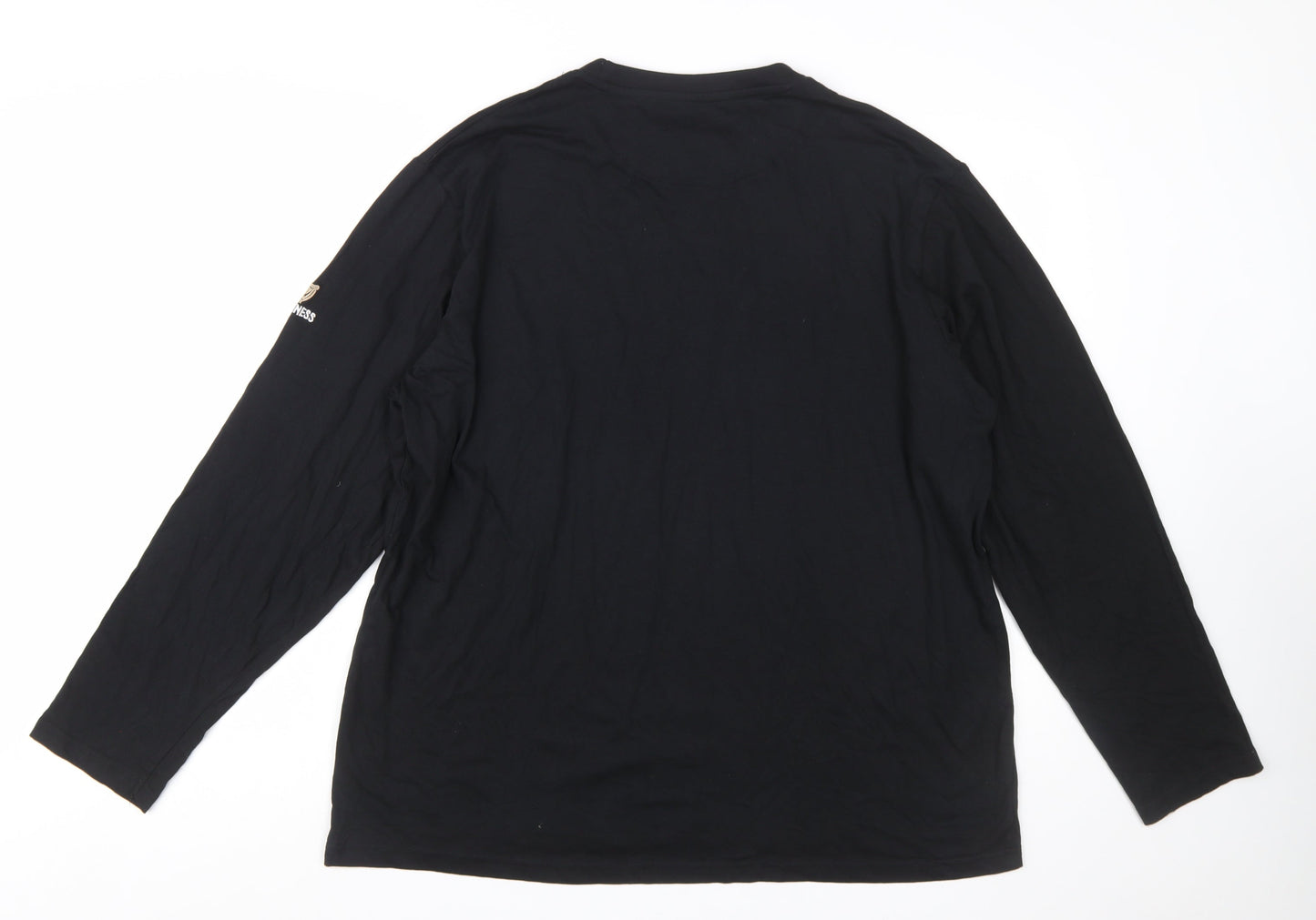 Guinness Men's Black Long Sleeve Cotton T-Shirt XL-2XL Beer Logo