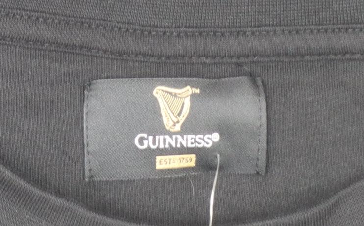 Guinness Men's Black Long Sleeve Cotton T-Shirt XL-2XL Beer Logo