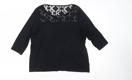 Marks and Spencer Women's Black Lace Panel Tunic Blouse UK 24