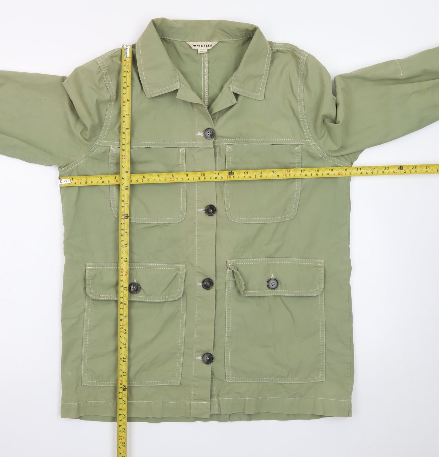 Whistles Women Green S Utility Military Jacket Cotton Casual