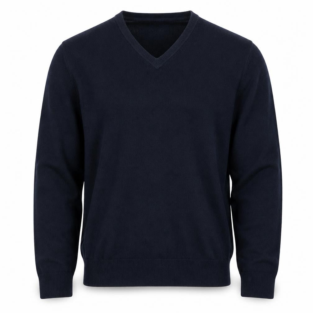 Marks & Spencer Men's Blue V-Neck Acrylic Jumper Size L
