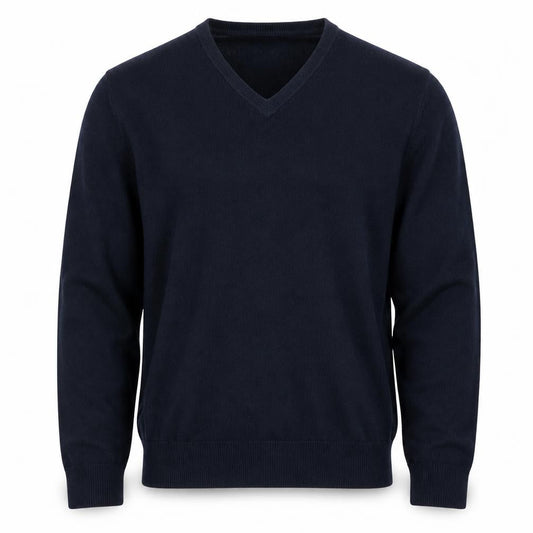 Marks & Spencer Men's Blue V-Neck Acrylic Jumper Size L