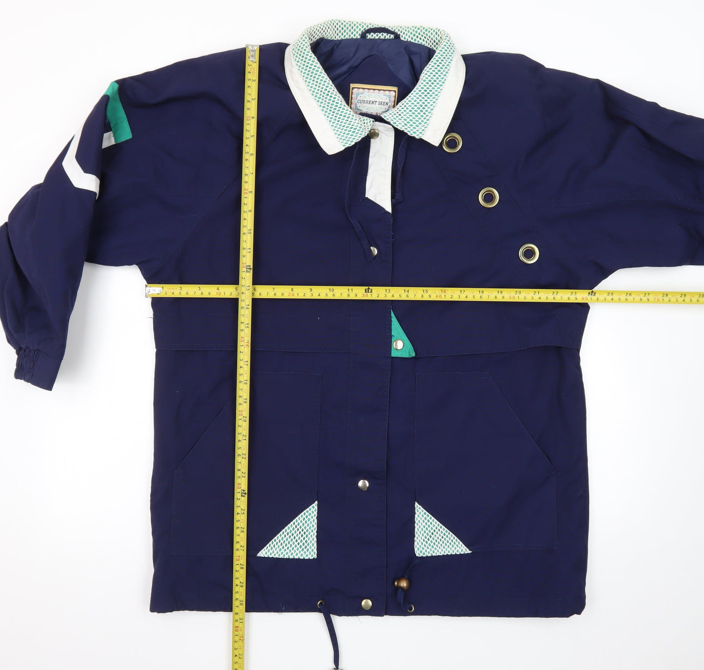 Current Seen Men's Blue Retro Anorak Jacket Size M Mid-Length 80s Style