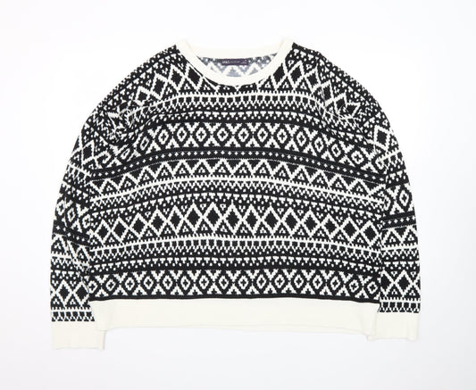 Marks and Spencer Women's Black & White Fair Isle Jumper Size 24