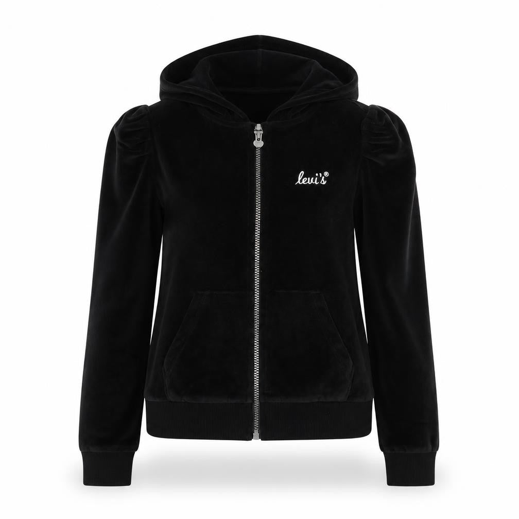 Levi's Girls Black Velour Full Zip Hooded Sweatshirt Size 10A