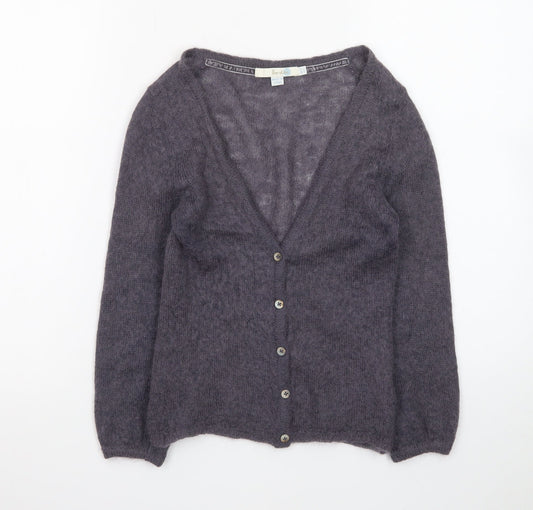 Boden Women Grey Mohair Wool Long Sleeve V-Neck Cardigan UK 10