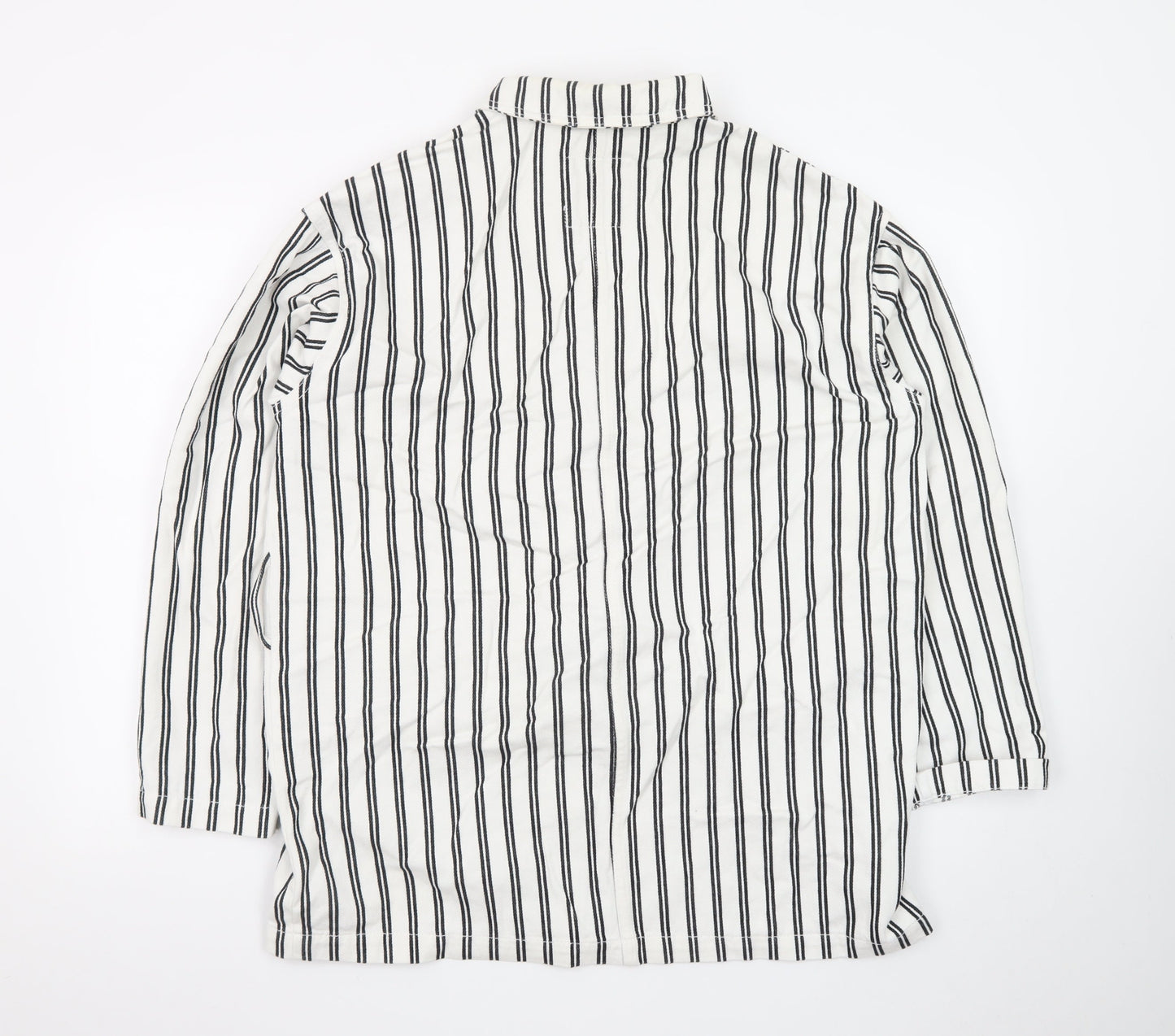 Monki Women's White Black Striped Cotton Suit Jacket XS