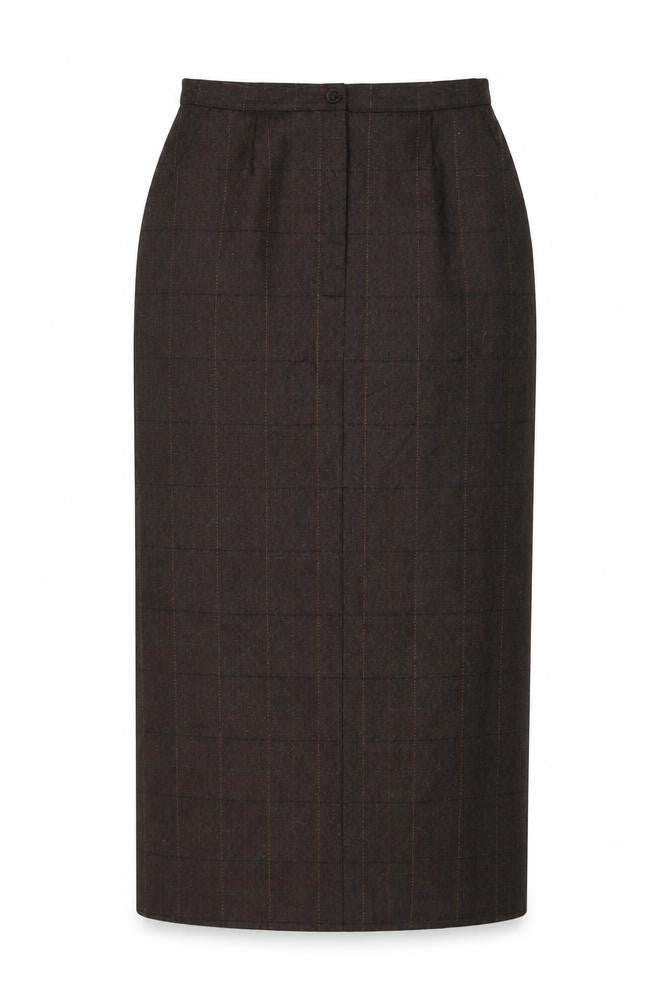 Giorgia Netti Women Brown Checked Wool Pencil Skirt Size 10