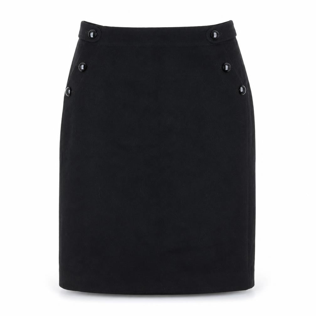 Front view of J.Crew women’s black wool blend pencil skirt, size UK 8