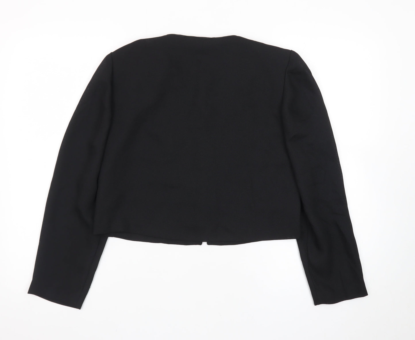 Karin Stevens Women Black Size 10 Petite Embroidered Cardigan