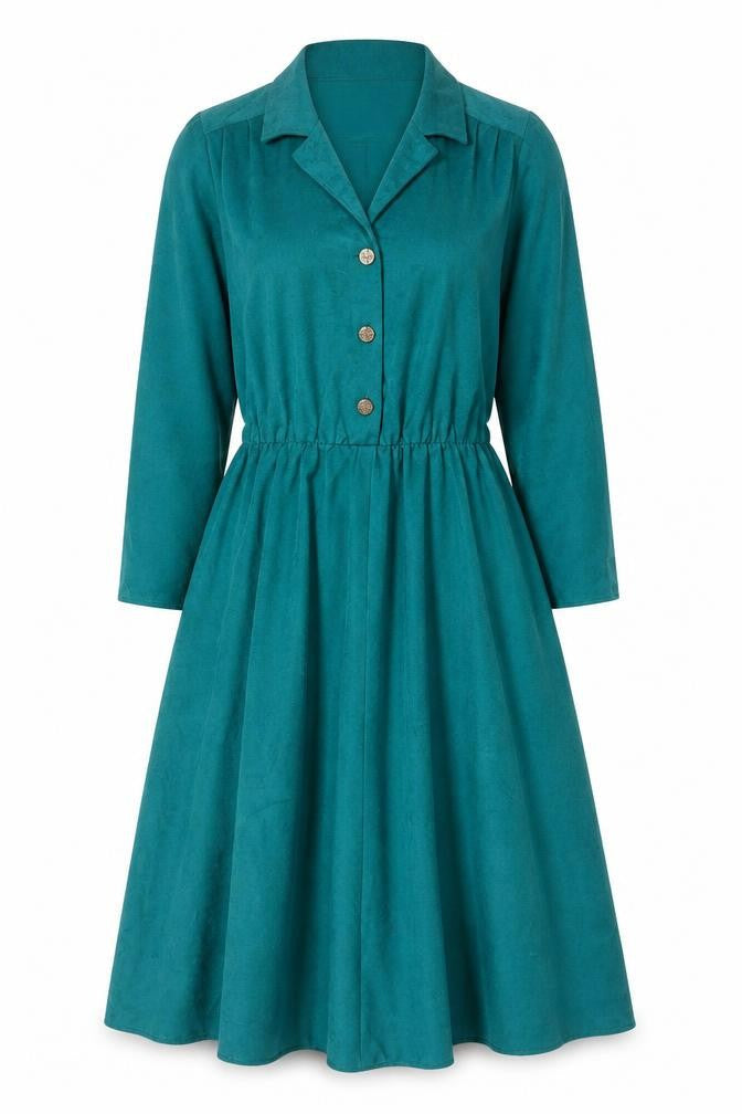 Stuart Alan Petites Green Rayon Midi Shirt Dress Women's Size 12