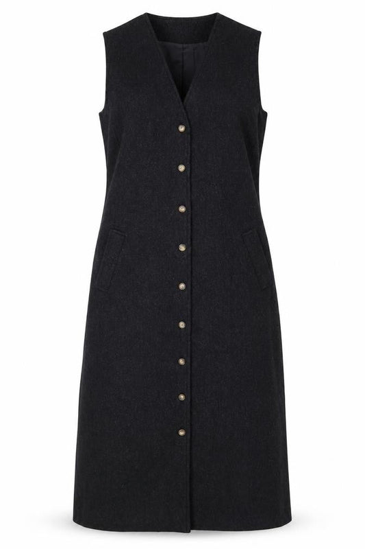 Orvis Women's Black Wool Shift Midi Dress Size 6 Sleeveless Lined