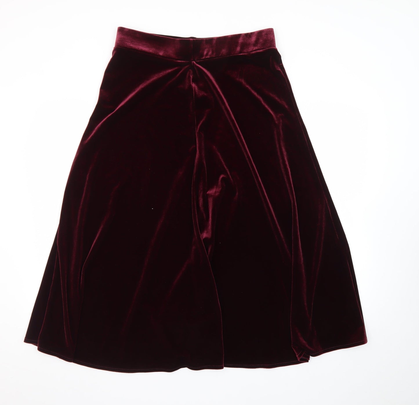 Marks and Spencer Women Red Velvet A-Line Midi Skirt Size 14