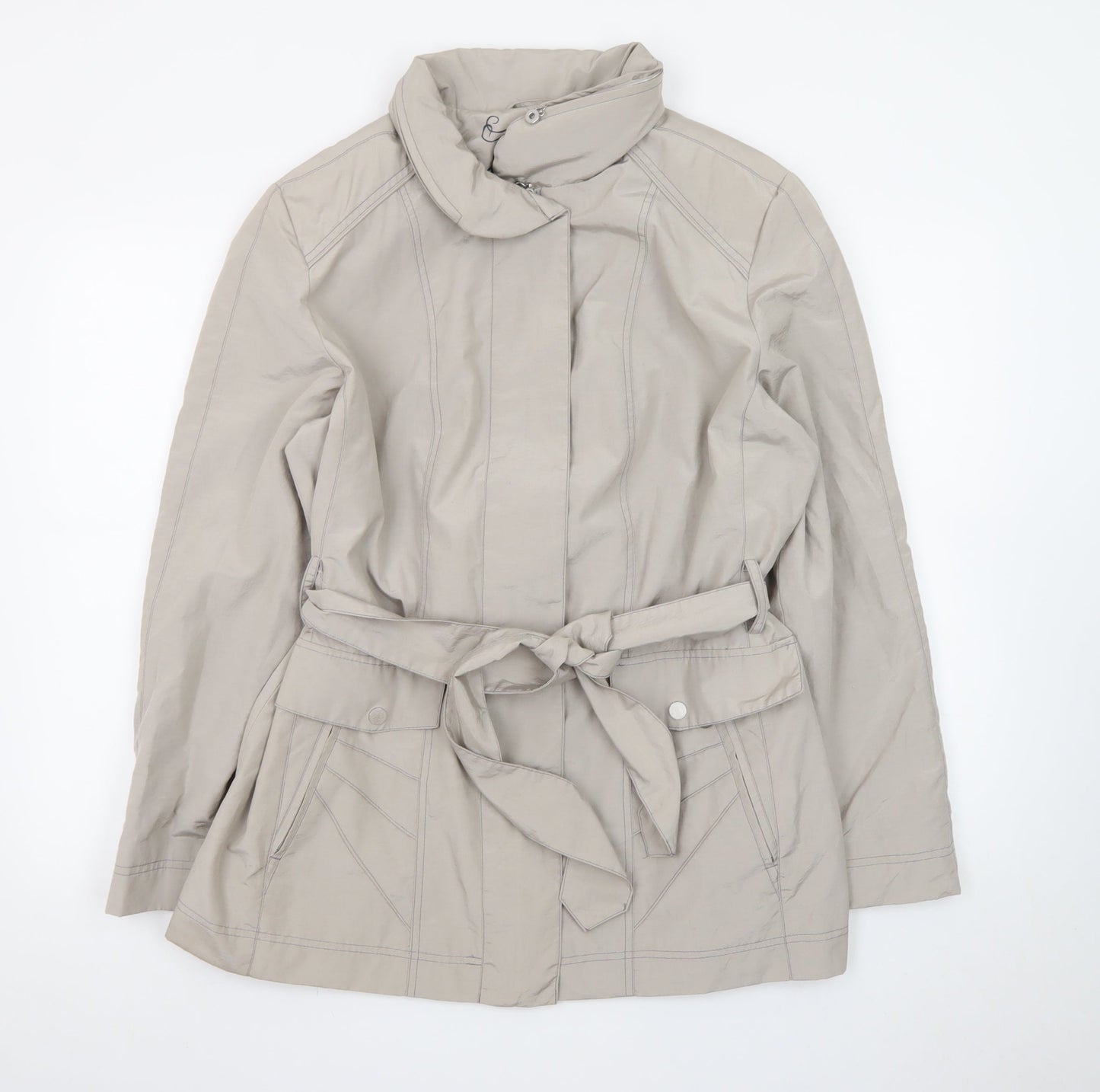 Klass Collection Womens Beige Belted Trench Jacket Size 18