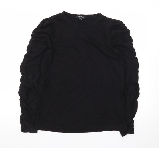 Whistles Women's Black Long Sleeve Cotton Modal T-Shirt UK 12