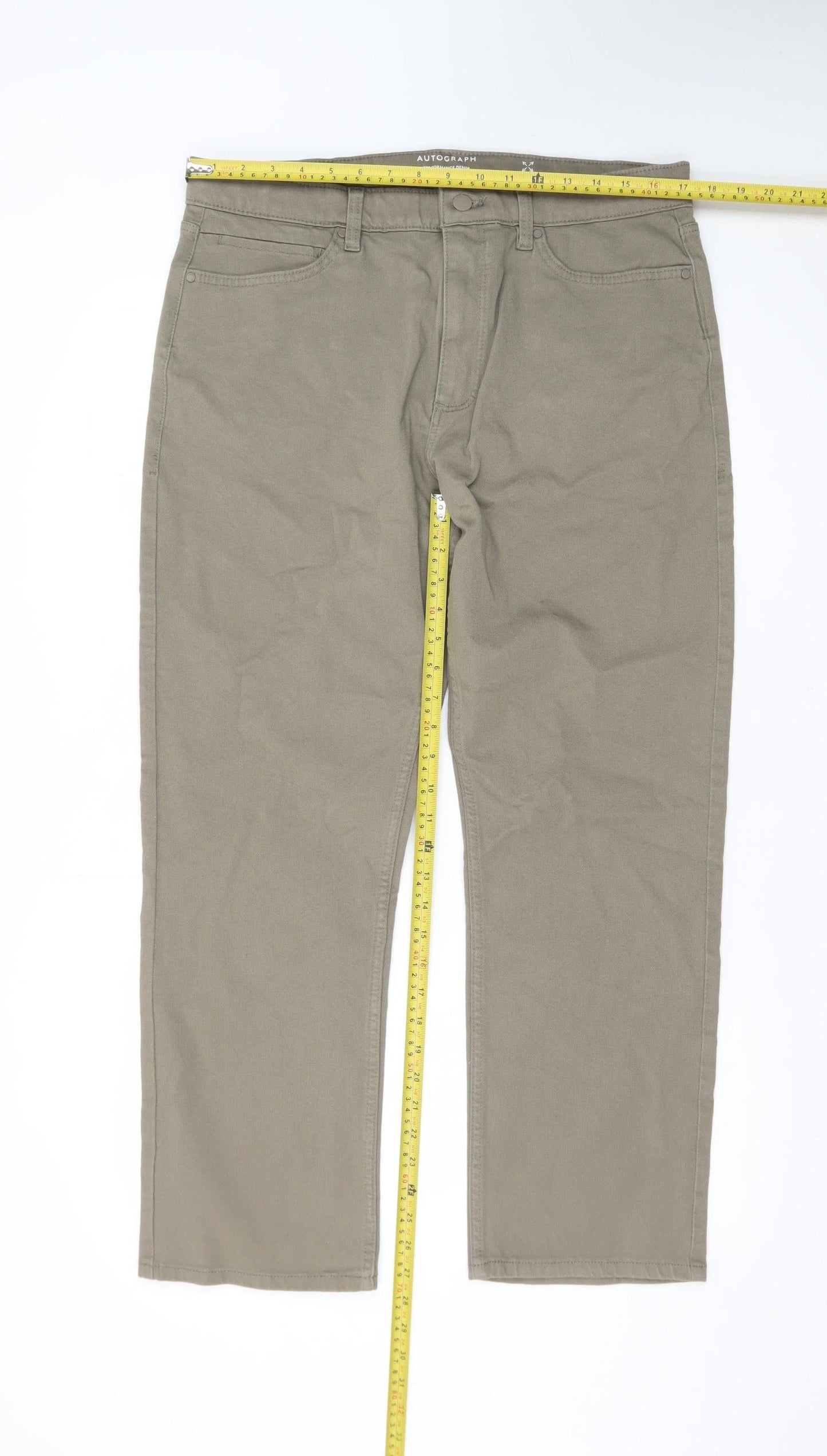 Marks and Spencer Women's Brown Straight Stretch Jeans Size 34 Short