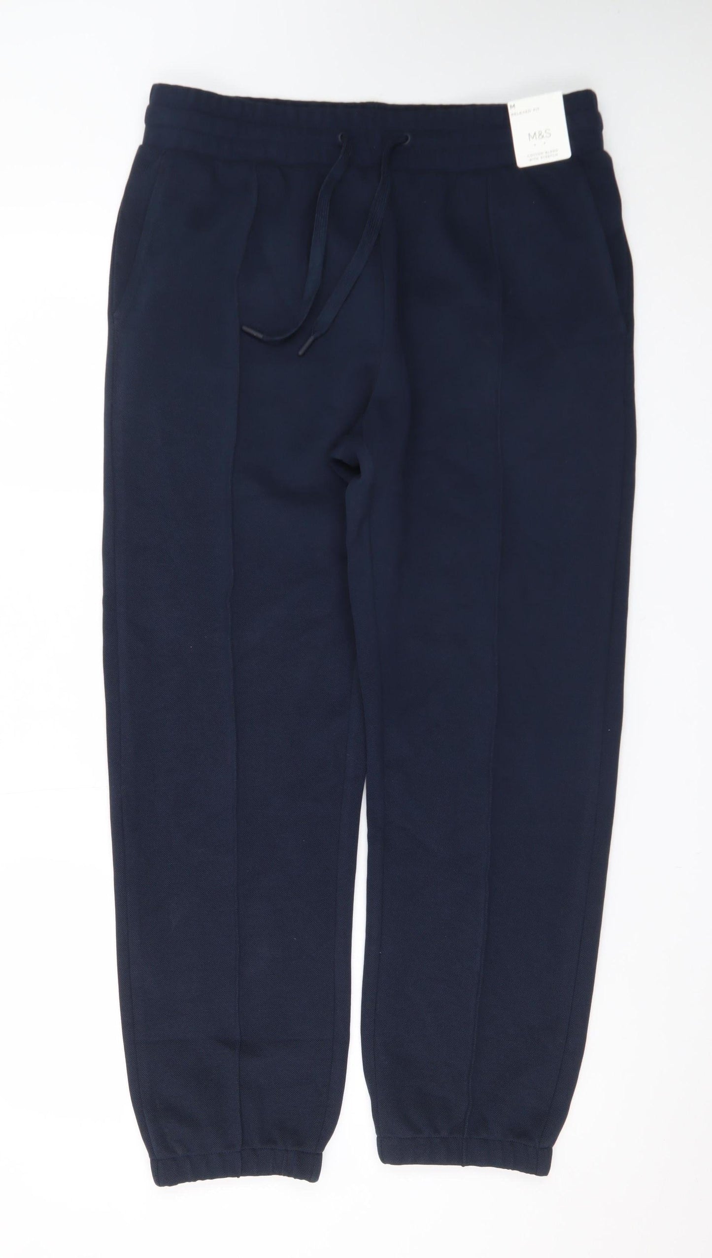 Marks and Spencer Men’s Blue Cotton Joggers M Relaxed Fit