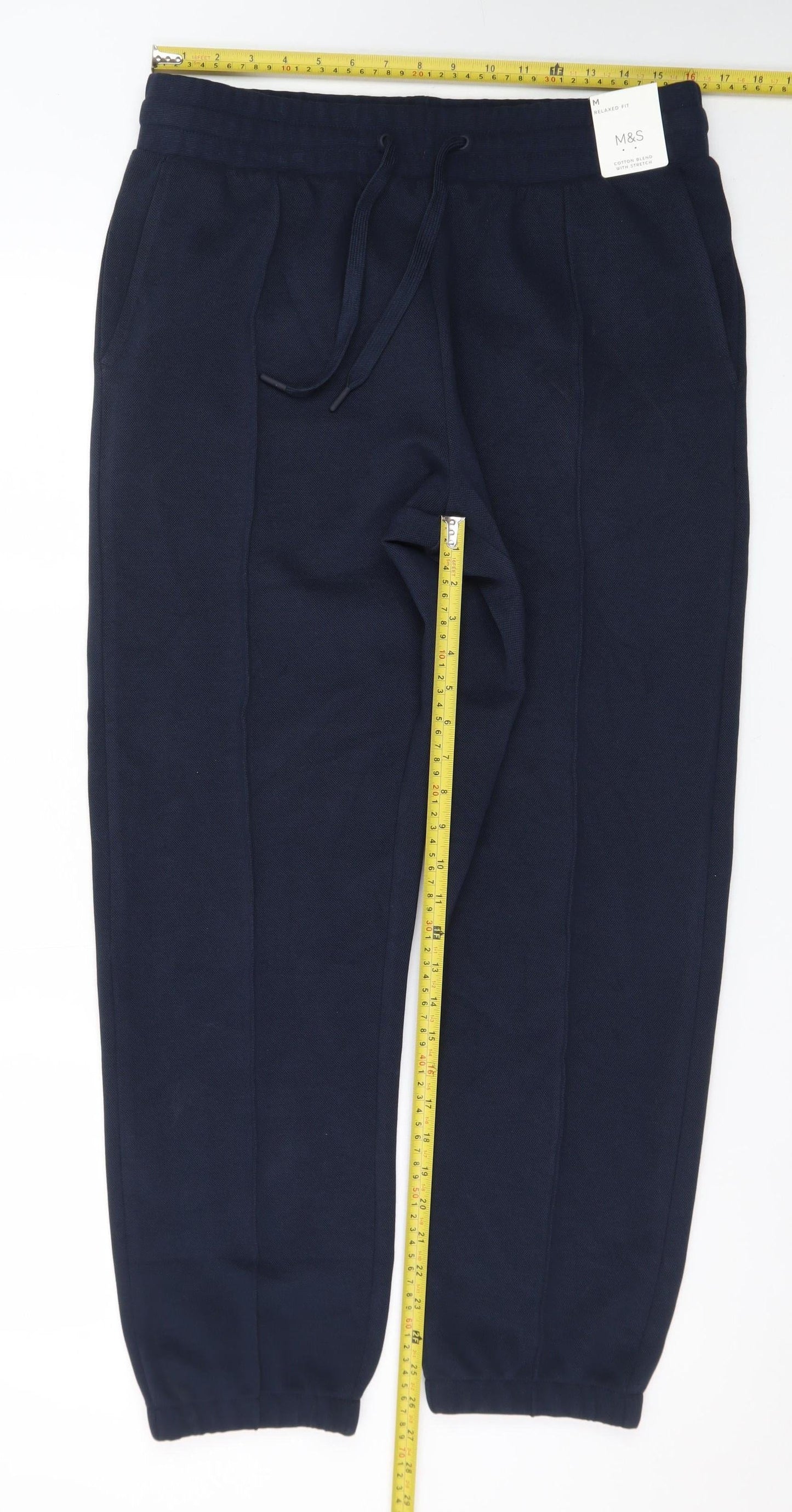 Marks and Spencer Men’s Blue Cotton Joggers M Relaxed Fit