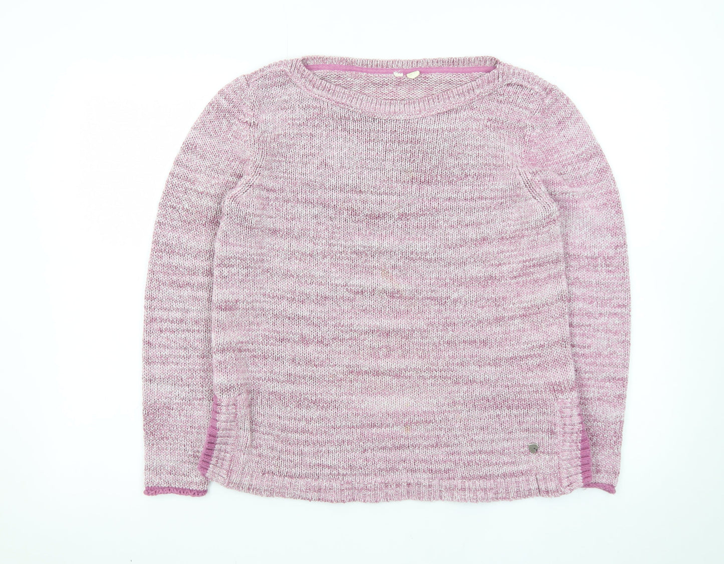White Stuff Women's Pink Cotton Blend Crew Neck Jumper Size 12