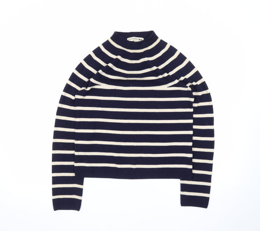 Ines De La Fressange x Uniqlo Women’s Blue Striped Wool Mock Neck Jumper Size S