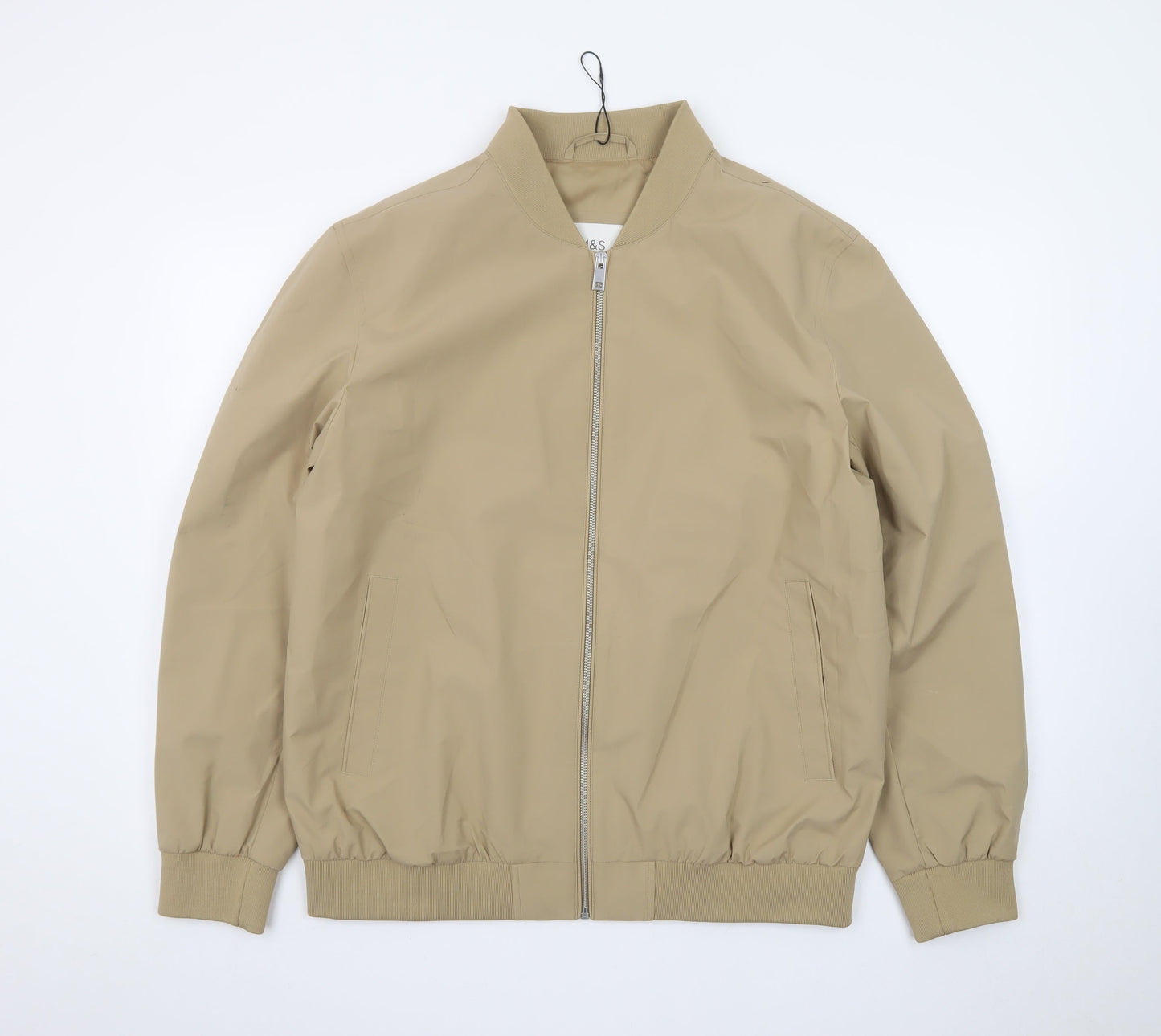 Marks and Spencer Men's Beige Bomber Jacket M Casual Full Zip
