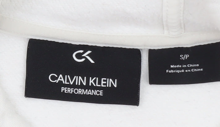 Calvin Klein Men’s White 1/2 Zip Hoodie Size S Performance Cotton Blend