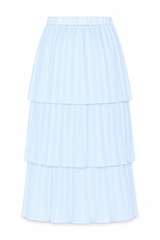 ELLI WHITE Womens Blue Pleated Layered Midi Skirt S