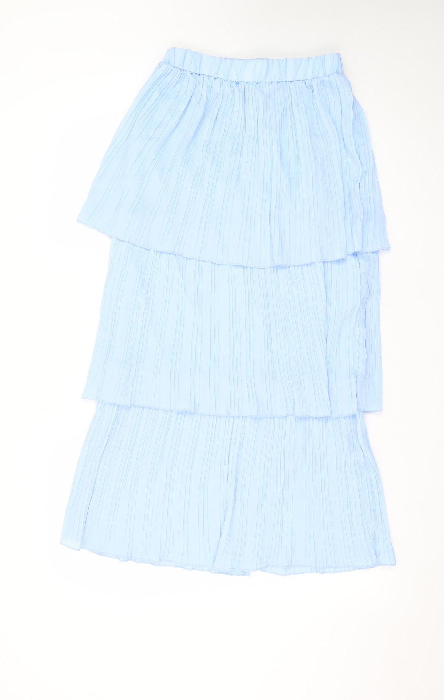 ELLI WHITE Womens Blue Pleated Layered Midi Skirt S