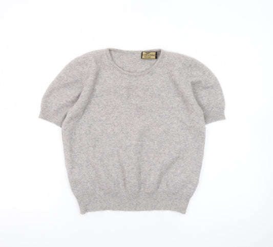 Marks and Spencer Women Grey 100% Cashmere Short Sleeve Jumper Size 12