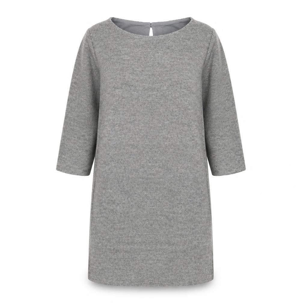La Redoute Women Grey Size 12 Shift Dress 3/4 Sleeve Knit