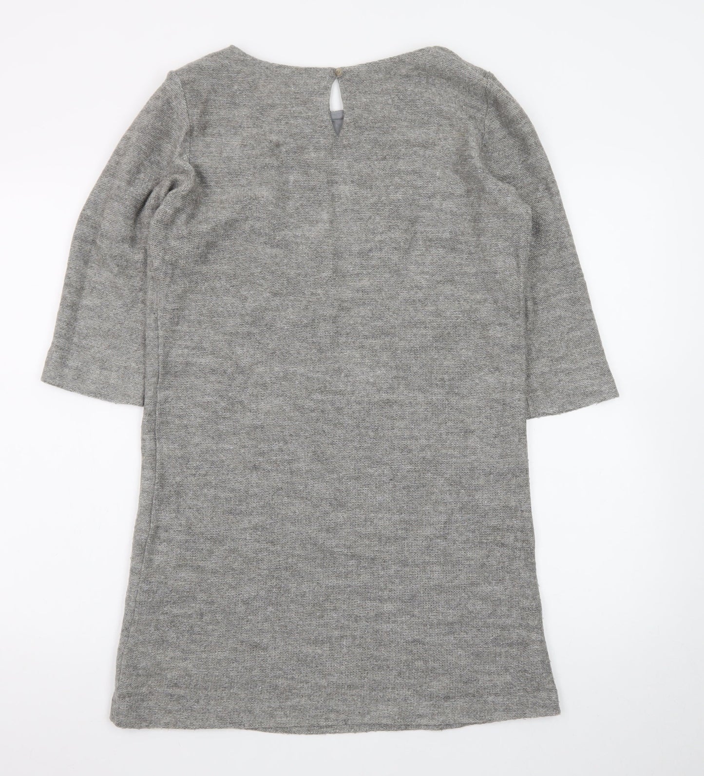 La Redoute Women Grey Size 12 Shift Dress 3/4 Sleeve Knit
