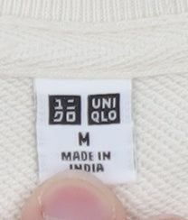 Uniqlo Women Ivory Crew Neck Pullover Sweatshirt M