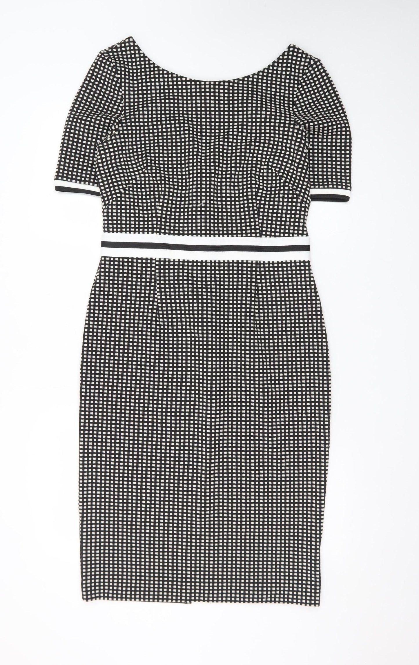 Next Women’s Black Check Bodycon Knee Length Dress Size 10