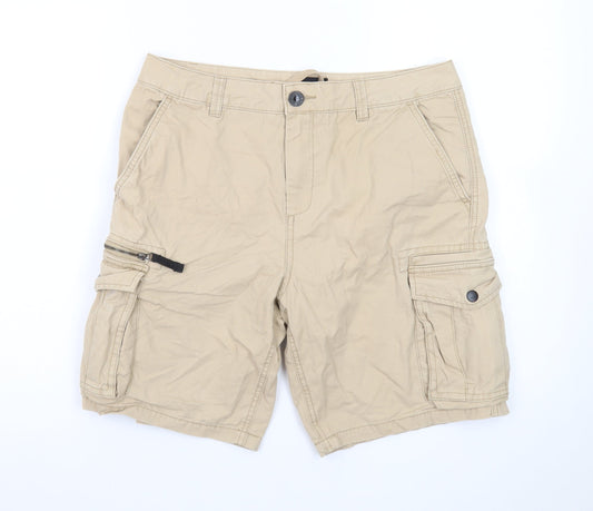 River Island Mens Beige Cargo Shorts Size 32 Regular Fit