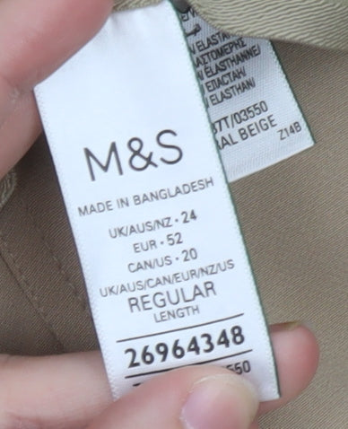 Marks and Spencer Women Beige Size 24 Regular Twill Trousers